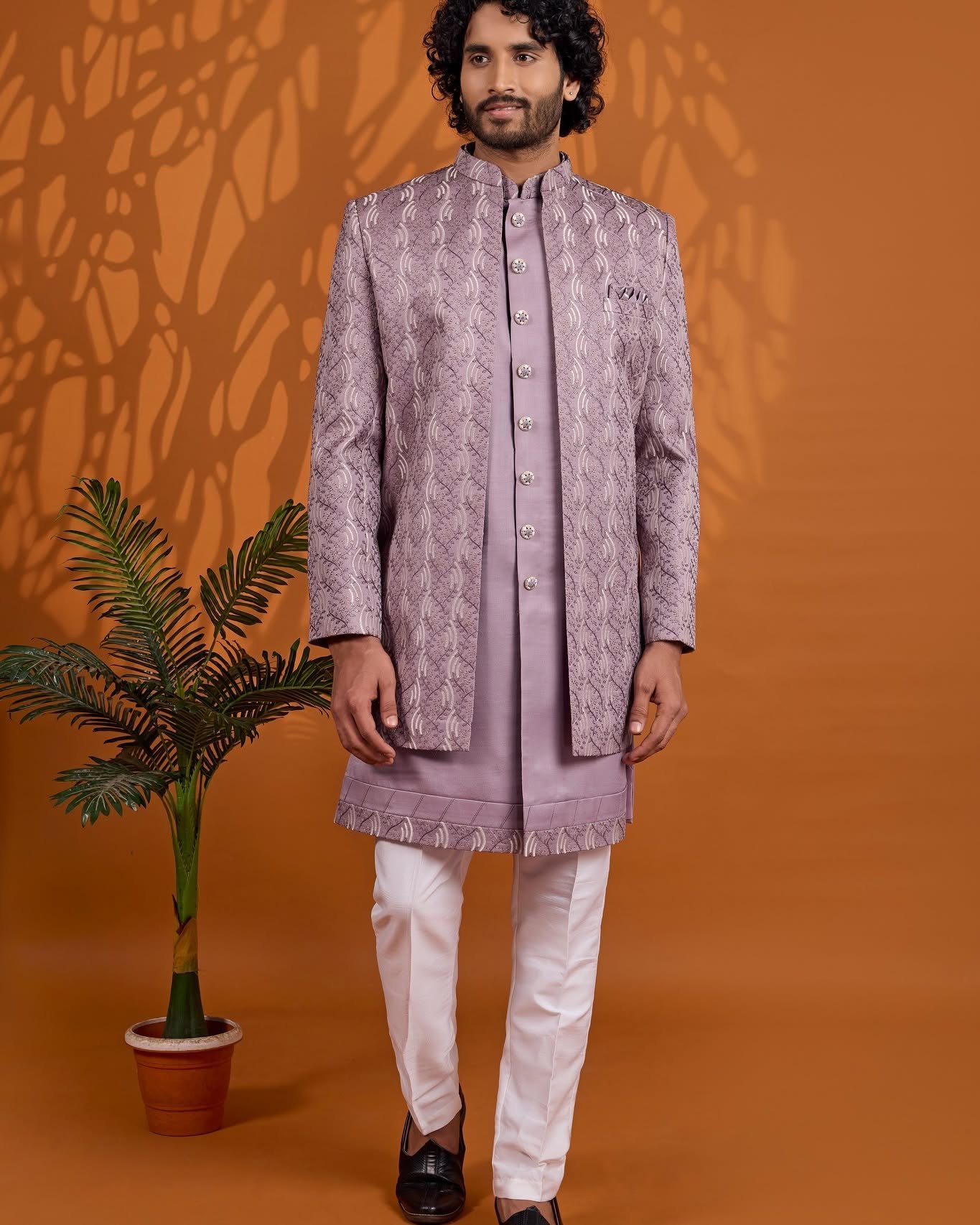 Lavender Designer Jacket Set for Men | Premium Party & Wedding Ethnic Wear